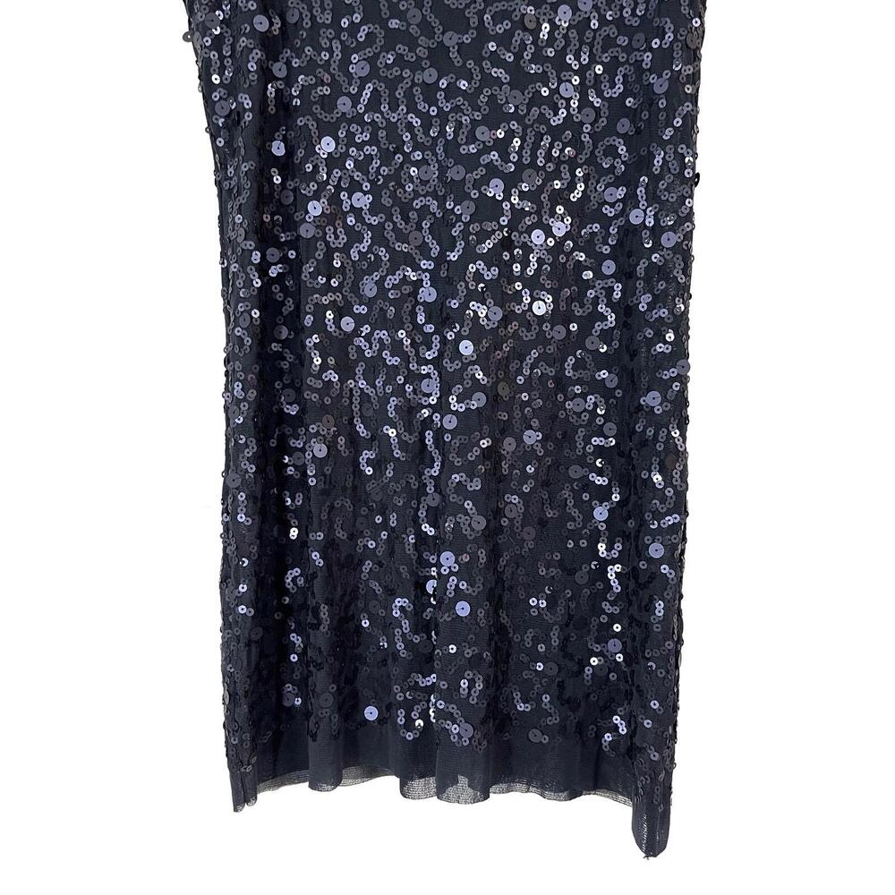 Max Studio Women’s Size Small Dark Blue Sequin Mesh Sleeveless Tunic Tank Top - Picture 3 of 9